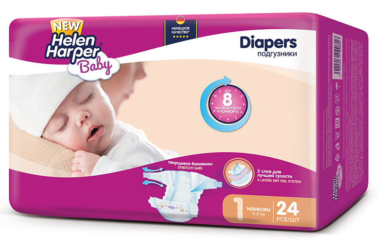 Подгузники Helen Harper Baby размер 1 Newborn (2-5 кг) 24 шт