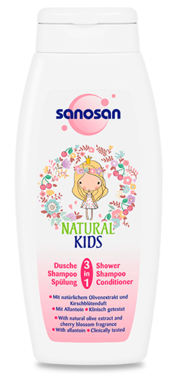 Средство 3 в 1 Sanosan гель для душа, шампунь и кондиционер для девочек, 250 мл