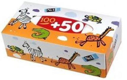 Платочки универсальные Bella №1 двухслойные Зебра, 100+50 шт./уп