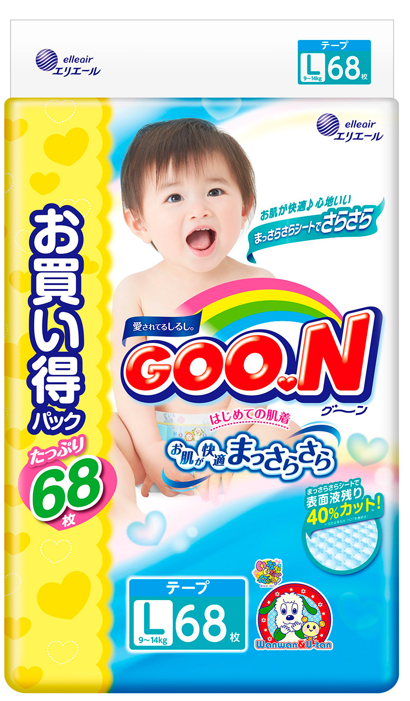 Подгузники Goo.N размер L (9-14 кг) 68 шт