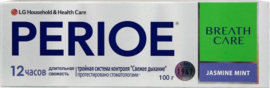 Зубная паста Perioe с системой контроля свежего дыхания, жасмин и мята, 100 г