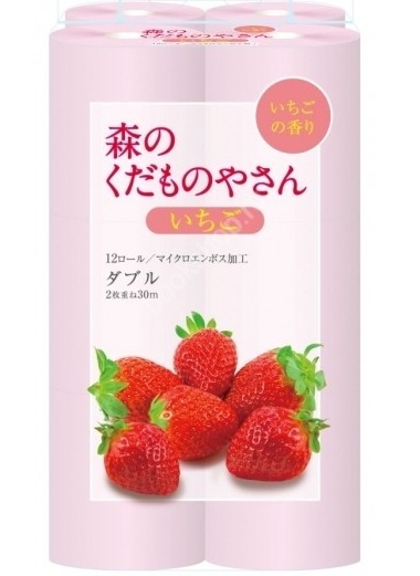 Туалетная бумага Fujieda Seishi, аромат клубники, 12 рулонов х 27.5 м