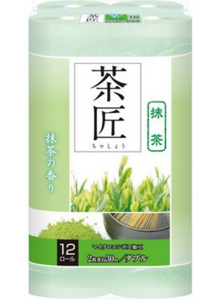 Туалетная бумага Fujieda Seishi, аромат зеленого чая, 12 рулонов х 25 м