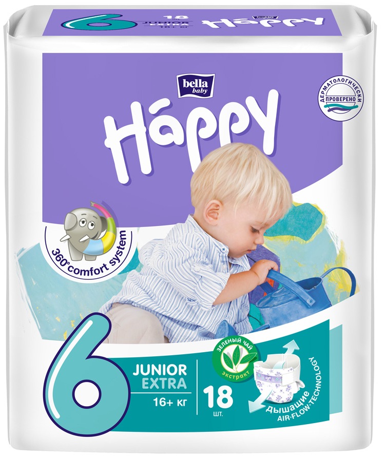Подгузники Bella Baby Happy, размер Junior Extra (16+ кг) 18 шт