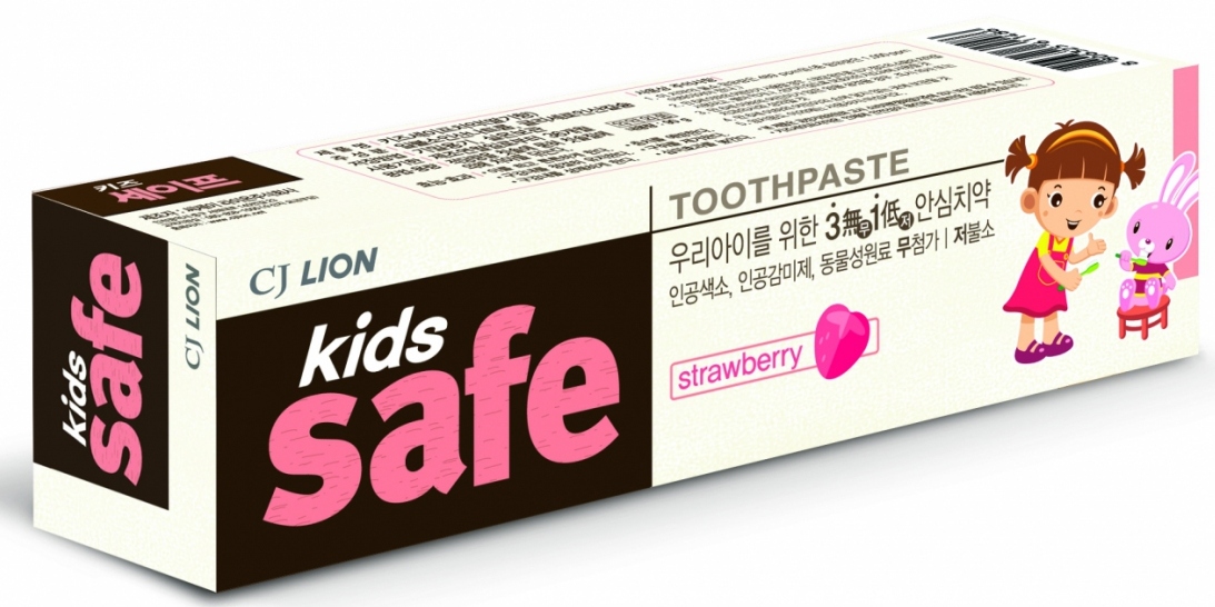 Зубная паста детская CJ Lion Kids Safe Клубника (от 3-х до 12 лет), 90 гр