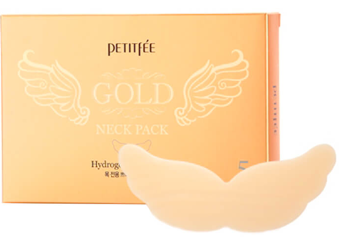 Маска-патч для шеи Petitfee гидрогелевая Антивозрастная с золотом, 5 шт