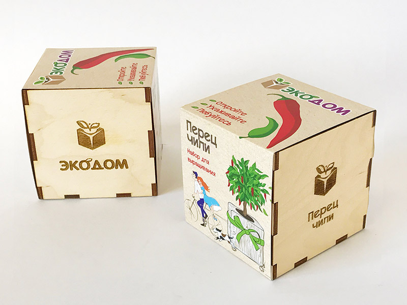 Eco Подарочный набор для выращивания в кубике ЭкоДом "Перец чили"