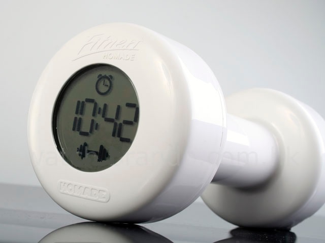 LF19165 Часы-будильник "Гантель" (белый)