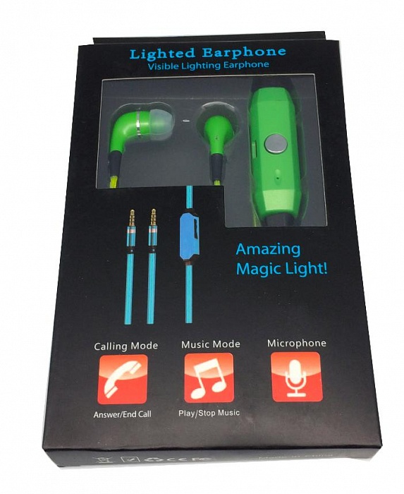 F333 Светящиеся наушники EL (Glow) (Зеленый)