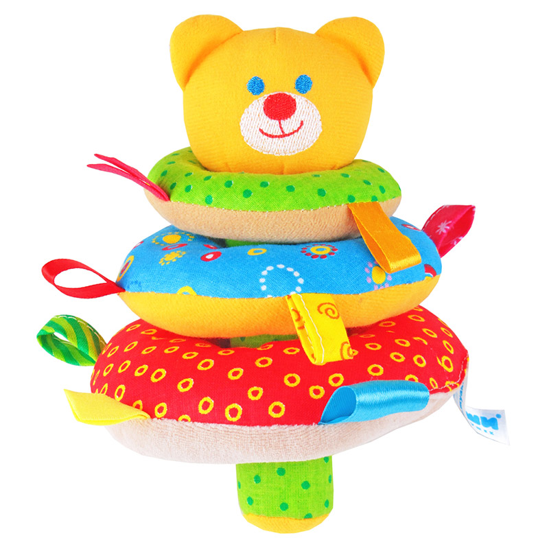 322 Пирамидка - погремушка "Мишка" с разнофактурными петельками