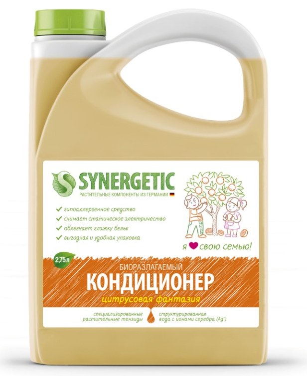 Кондиционер для белья Synergetic Цитрусовая фантазия, 2,75 л