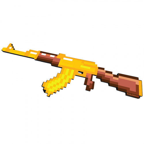 PC12664 Автомат АК-47 золотой 8Бит пиксельный со звуком и светом 68см