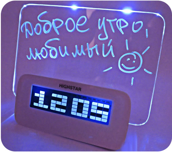 M3657 Светящийся LED будильник с доской для записей (белый)