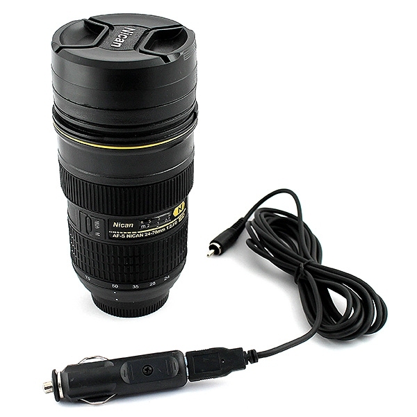 CBS001-023E6 Термо-стакан  в виде объектива от фотоаппарата, с адаптером