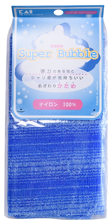Мочалка для тела массажная Kai Supper Bubble жесткая, синяя