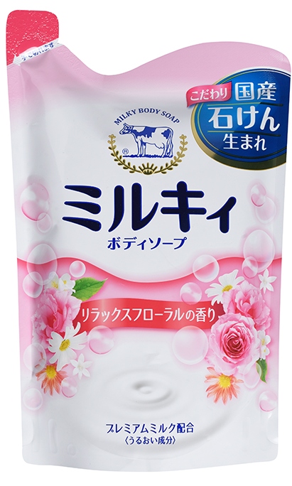 Мыло для тела молочное Cow с аминокислотами шелка и ароматом цветов, запаска, 400 мл