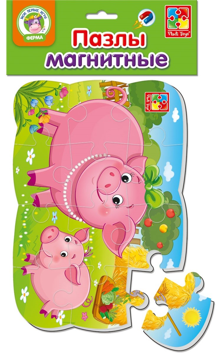 VT3205-60 Пазлы на магните "Поросенок"