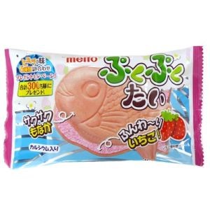 111403 Вафельное печенье "Тайяки"с начинкой из пористого клубничного шоколада,16,5г